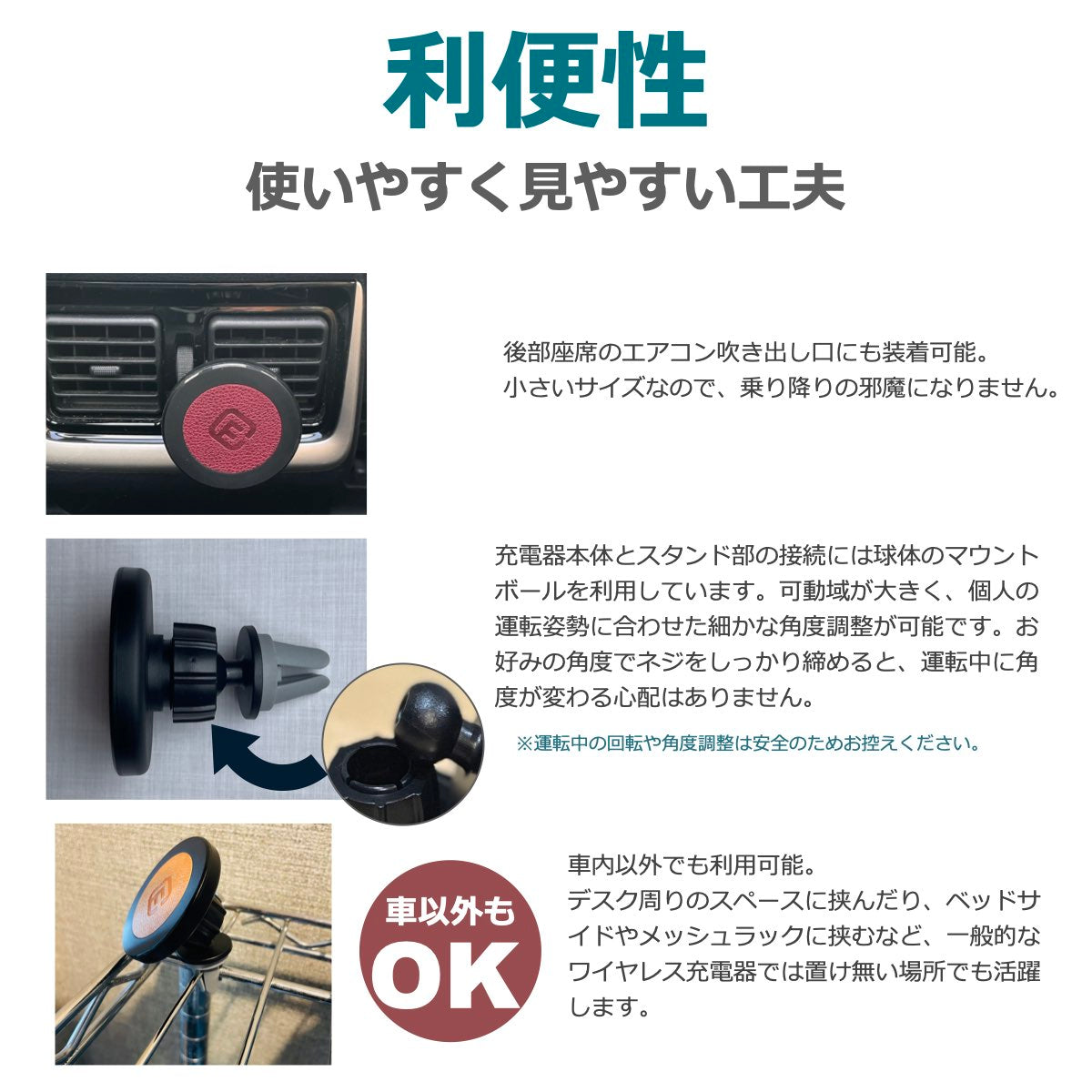 ワイヤレス充電器 取付器具 ブラケット CMS1対応 小型 (タイプA)