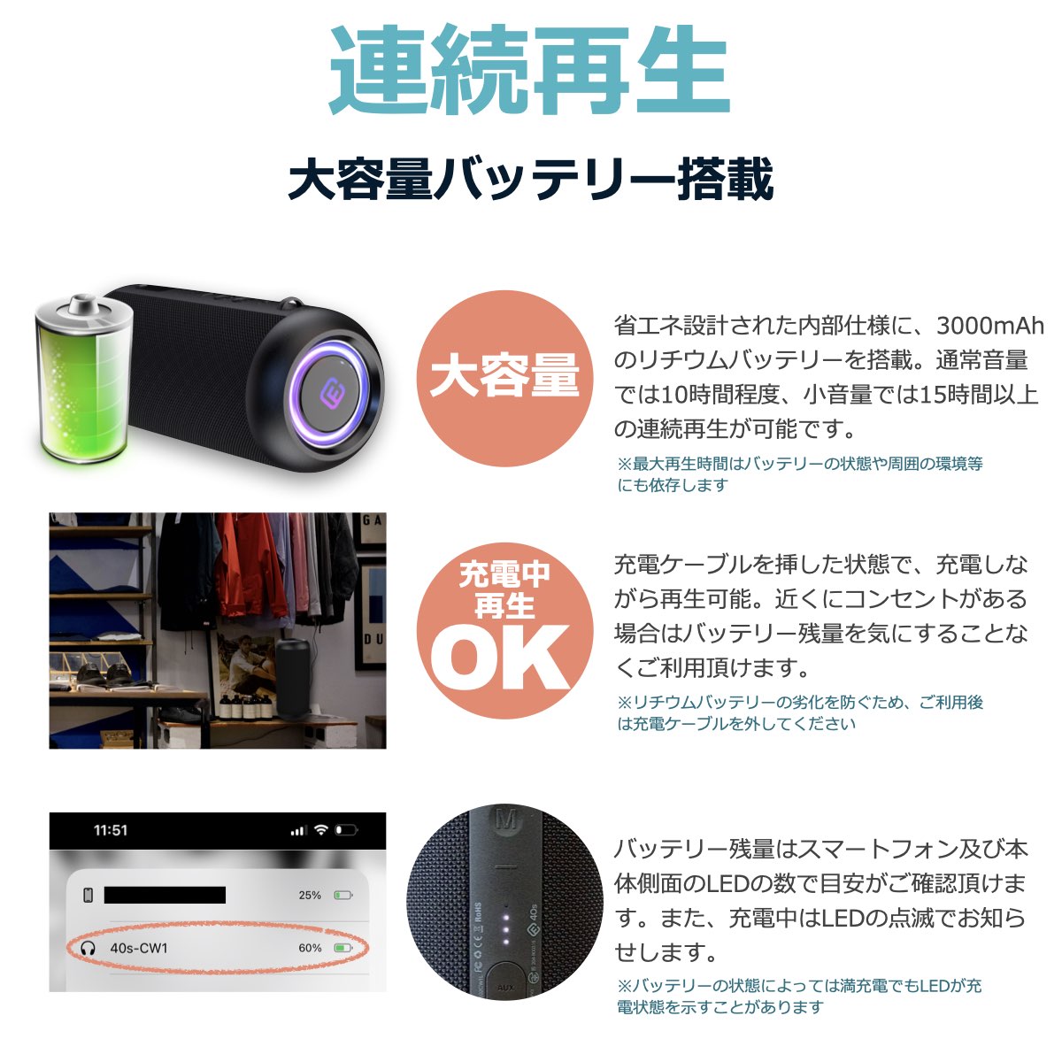【公式・まとめ売り】40s 高音質 Bluetoothスピーカー CW1L 12個 箱売 バルク販売 大音量 重低音 防水 ワイヤレススピーカー ゲーミング SDカード LED ハンズフリー 法人 お得