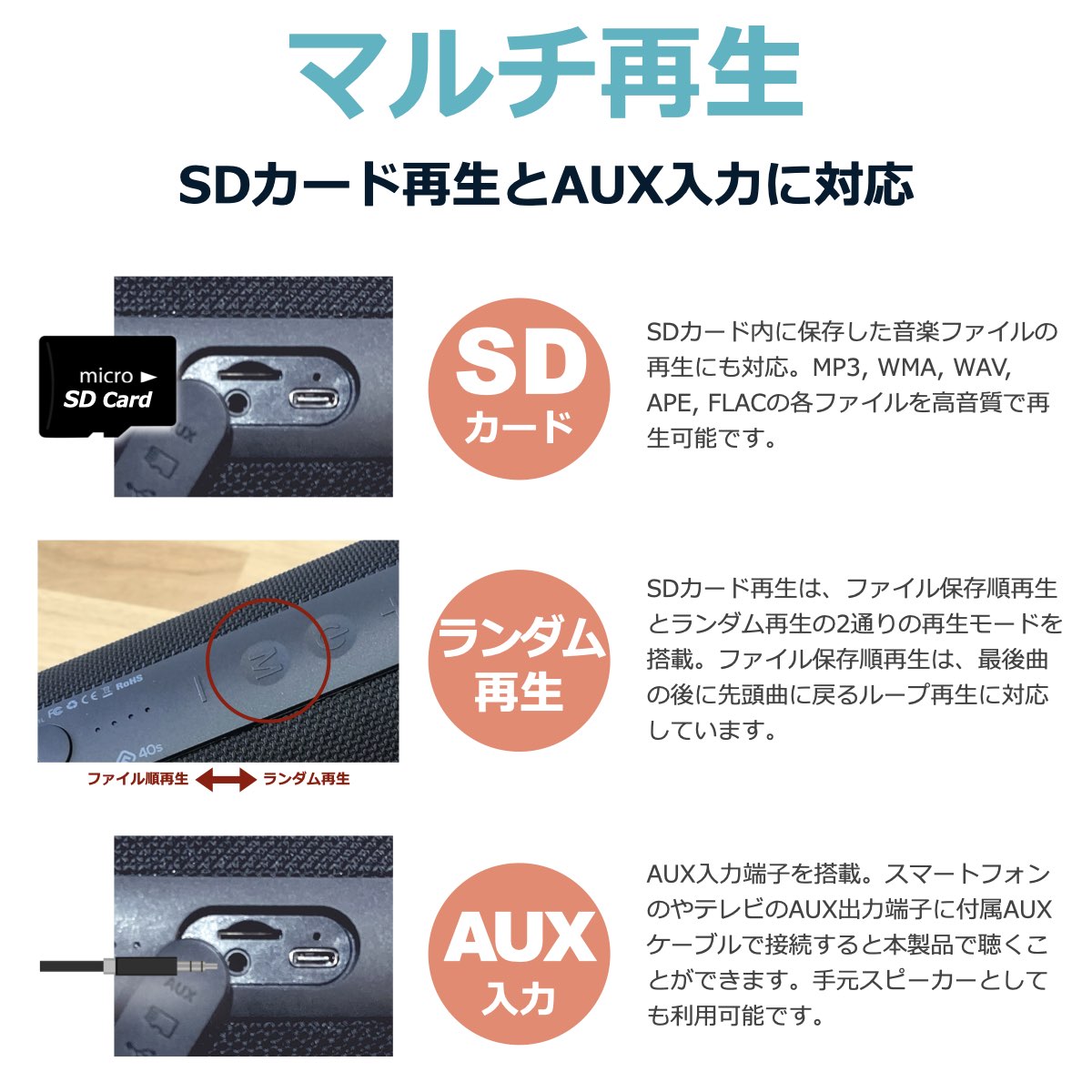 【公式・まとめ売り】40s 高音質 Bluetoothスピーカー CW1L 12個 箱売 バルク販売 大音量 重低音 防水 ワイヤレススピーカー ゲーミング SDカード LED ハンズフリー 法人 お得
