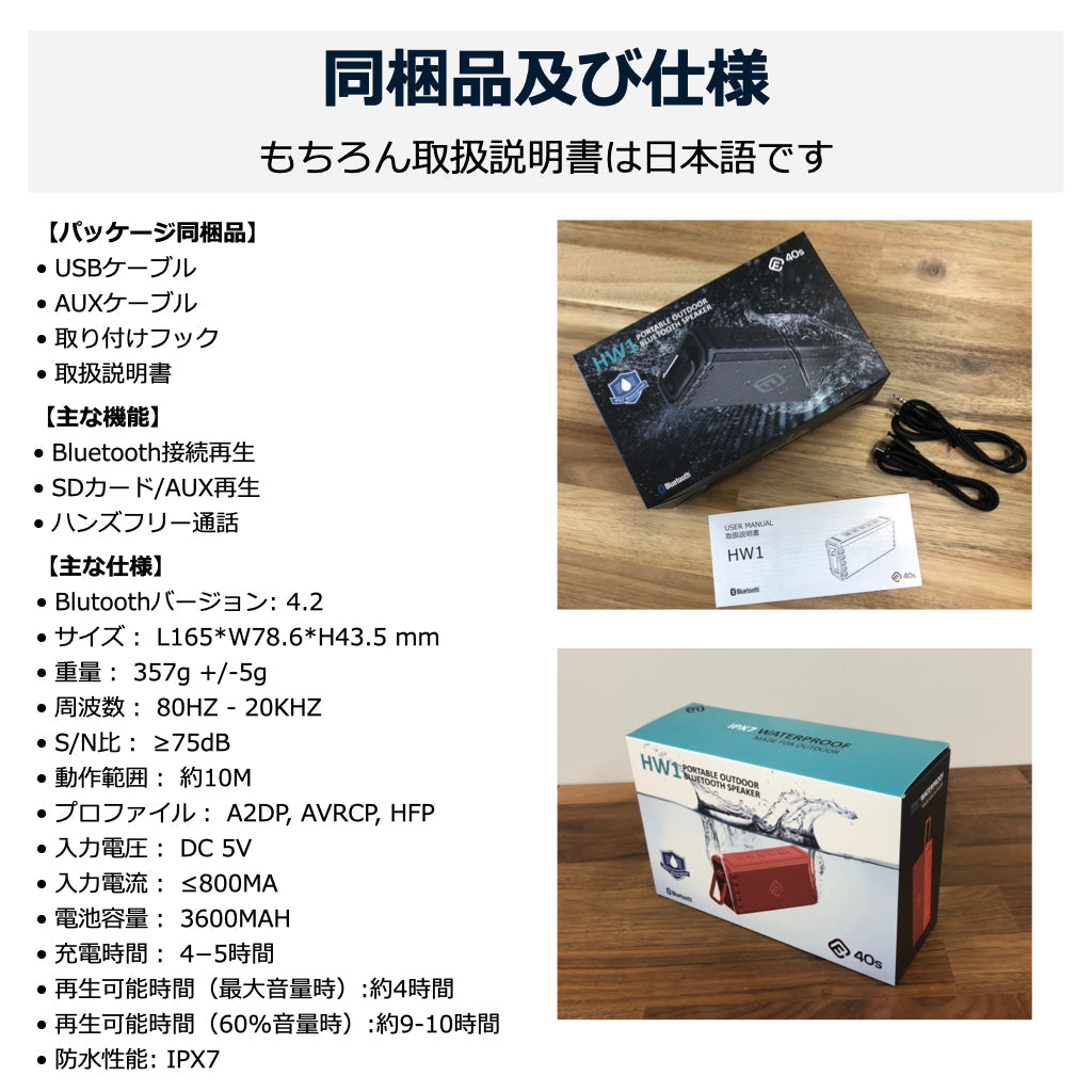 【訳あり】防水 Bluetoothスピーカー HW1
