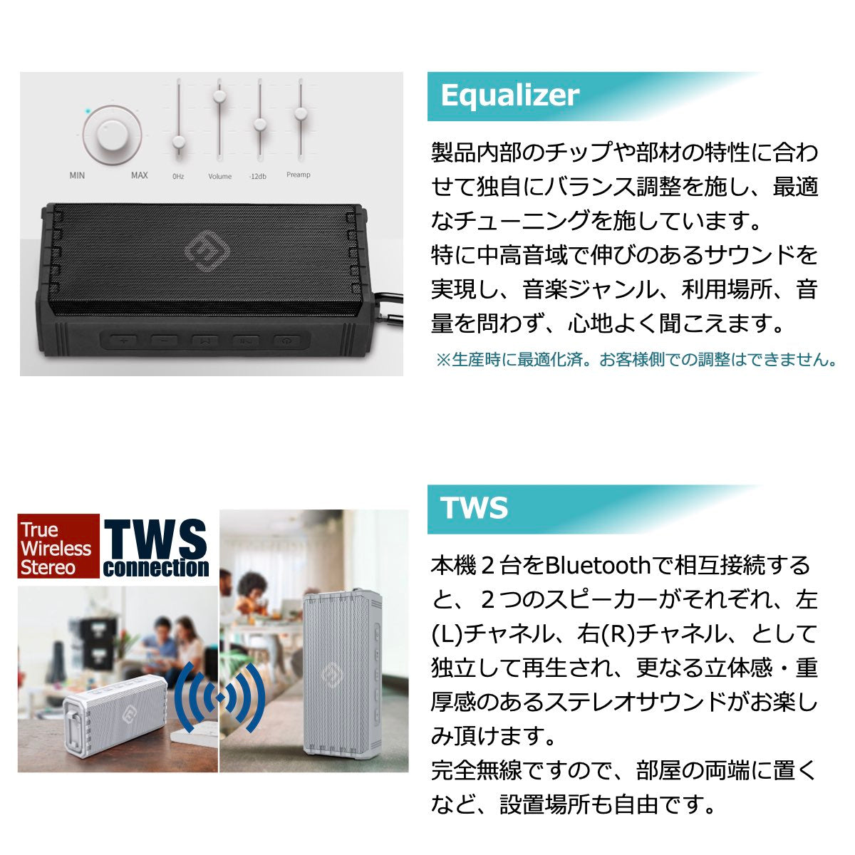 【2台セット】防水 堅牢 Bluetoothスピーカー HW2