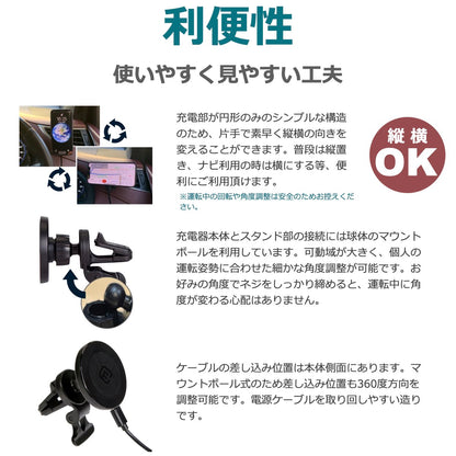 車載用 MagSafe対応 ワイヤレス充電器 CMS1